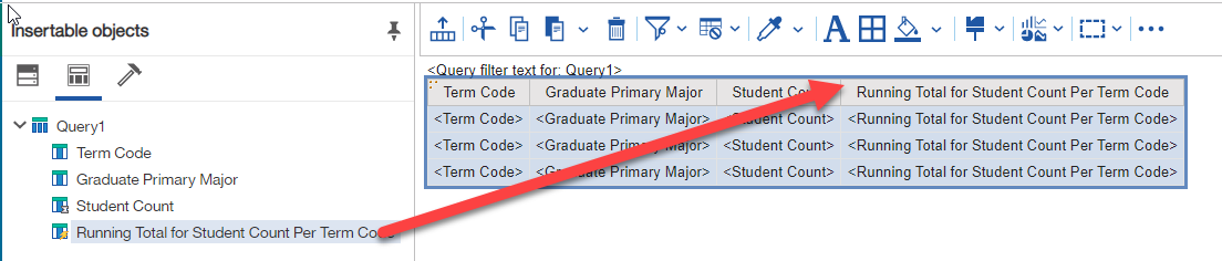 Screenshot: dragging item to the data list 
