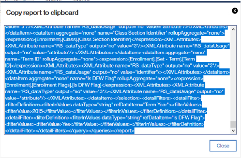 Screenshot: Copy report