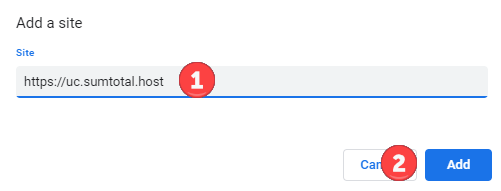 Screenshot of the "Add a site" window 