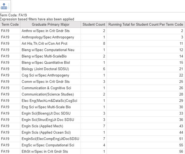 Screenshot: report output 