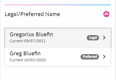 Screenshot: Legal/Preferred Name window