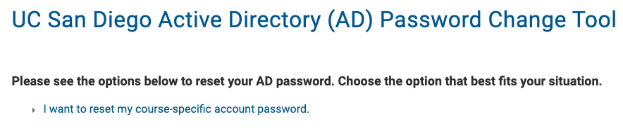 course account pw reset option.png Screenshot: Course account password change options