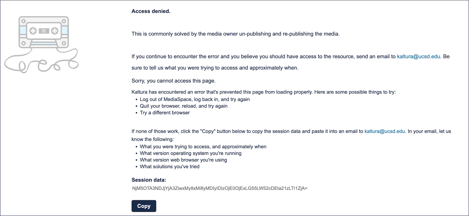 A screenshot of the access denied error message 