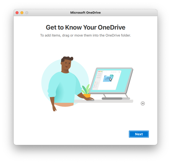 Screenshot: OneDrive intro prompt page