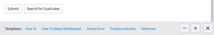 Screenshot: Template bar