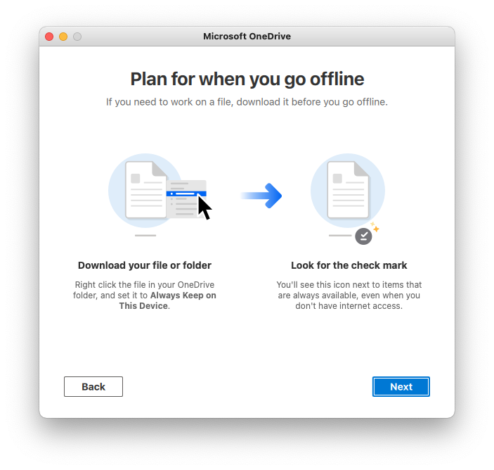 Screenshot: Plan Offline Informational prompt