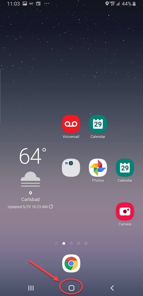 Android screenshot - Click on the circular home button