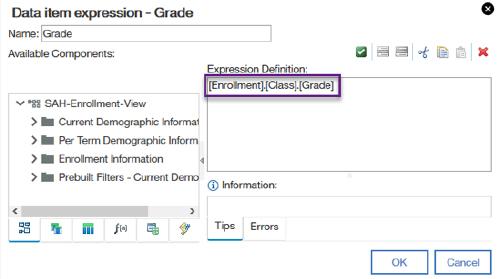 Screenshot: Expression definition 