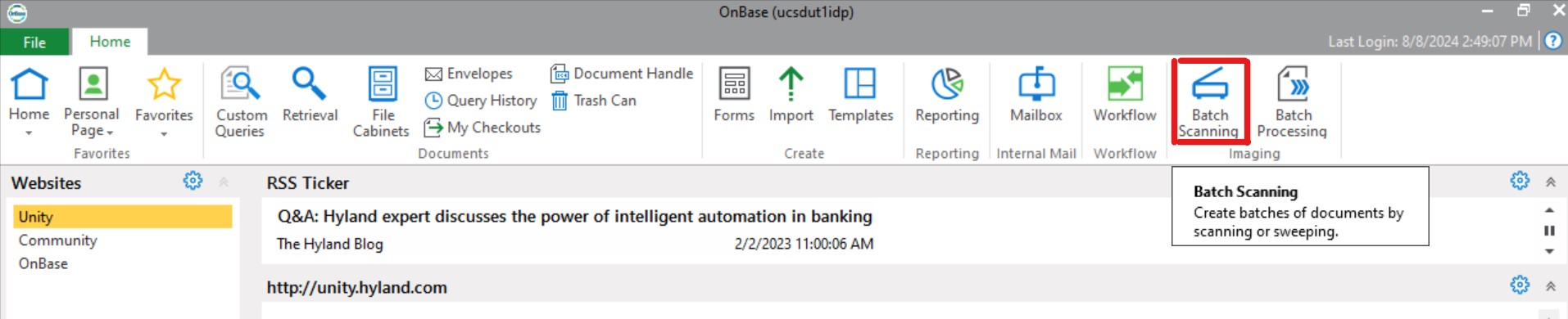 Batch Scanning button on the Home tab 