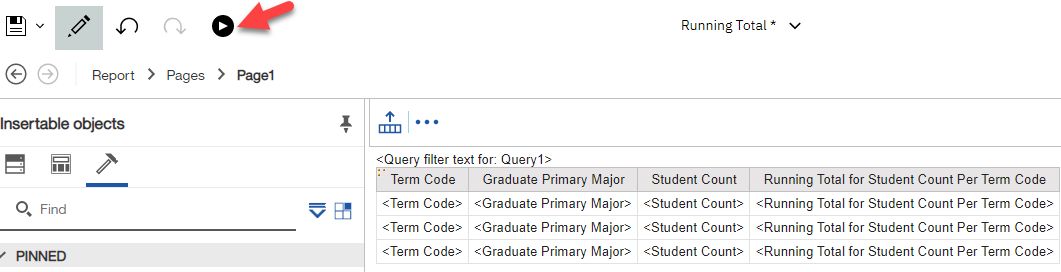 Screenshot: Running report in HTML