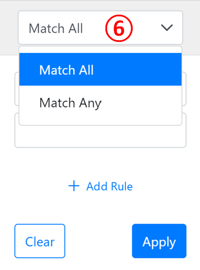 Screenshot: Match All and Match Any Options