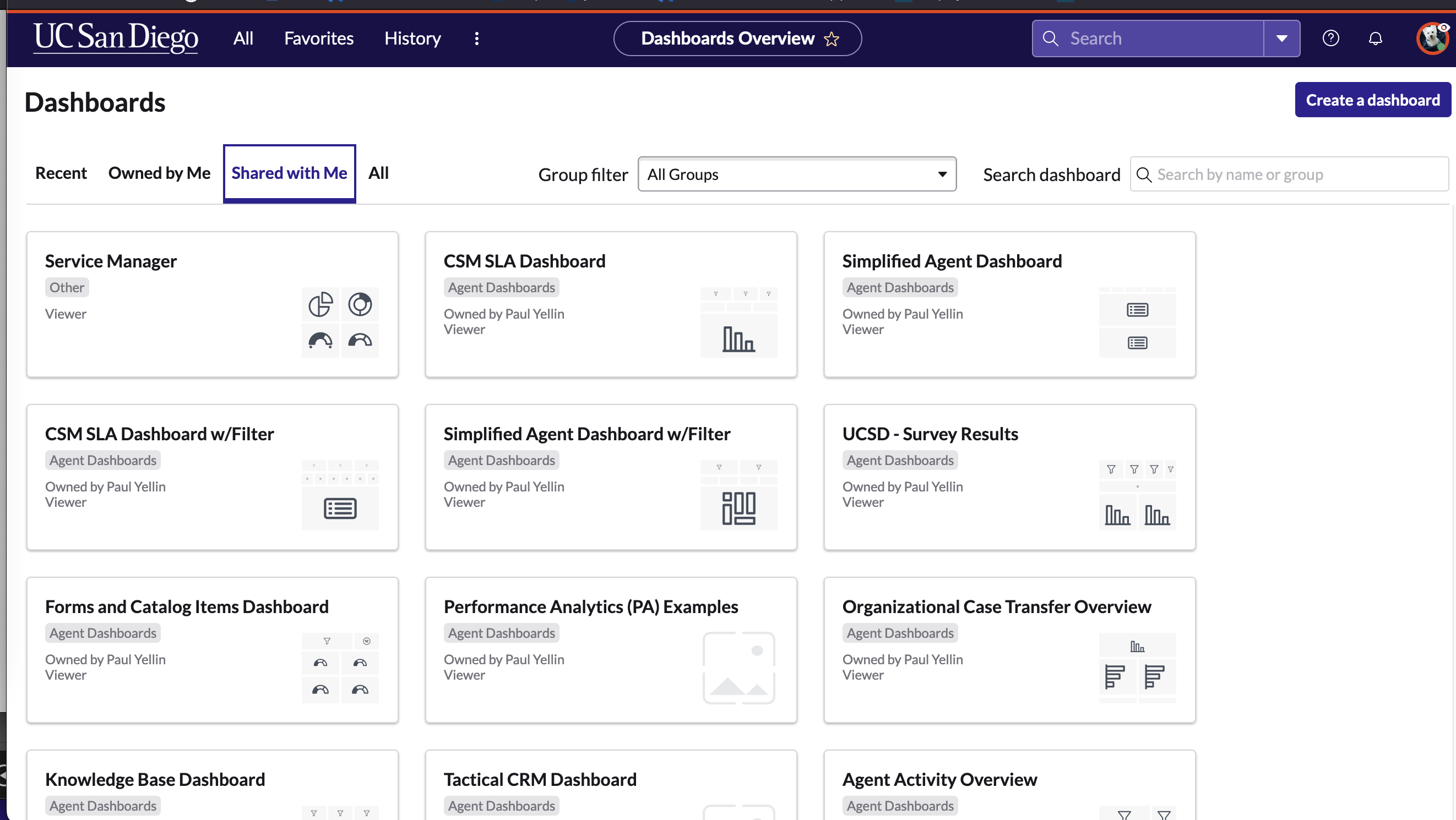 dashboard picker on agent view