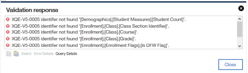 Screenshot: Error generated whend fields break, "identifier not found"