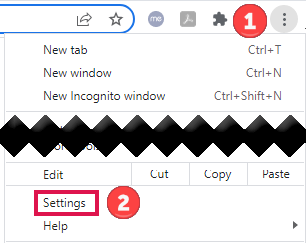 Screenshot of the ellipsis button and settings menu 