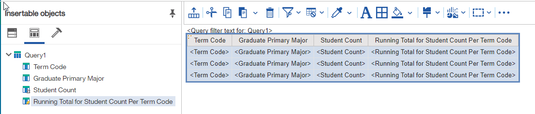 Screenshot: Running the query