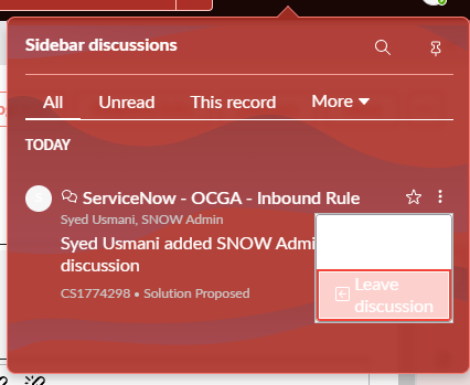 An image showing the "Leave Discussion" button location