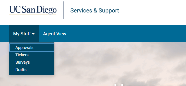 Screenshot of the Support Portal navbar 