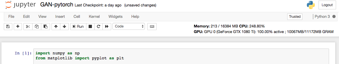 Screenshot: Jupyter Notebook top page